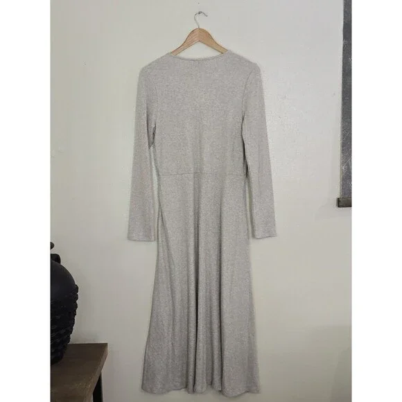 A New Day Ribbed Knit Maxi Dress Long Sleeve Oatmeal Neutral Size Large - Picture 8 of 10
